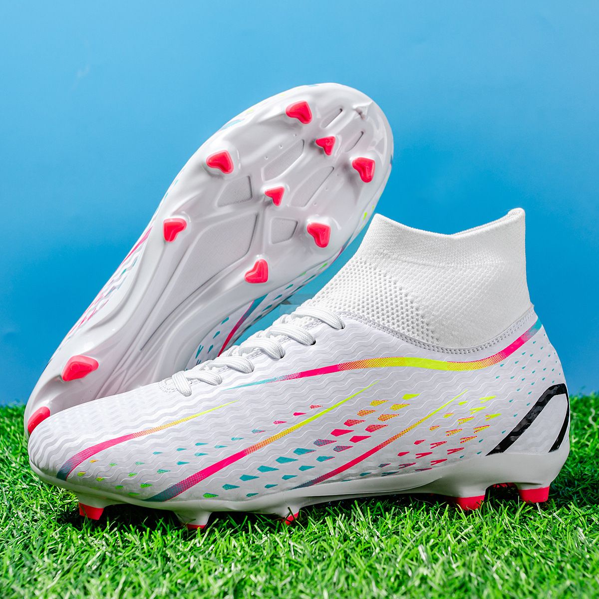 Football shoes High top new camouflage adult training professional spike sneakers_vogvips.com
