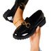 Plus Size Women's Red Leather Loafers French Style Flat Shoes Spring Autumn British Style Single Shoes_vogvips.com