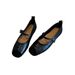 In Stock Retro French Round Toe Patchwork One-Strap Mary Jane For Women Shallow Commuting Soft Sole Flat Ballet Shoes_vogvips.com