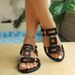 Large Size Women's Flat Hollow With Belt Buckle, In Stock, European And American Fashion, Versatile For Outdoor Wear,_vogvips.com