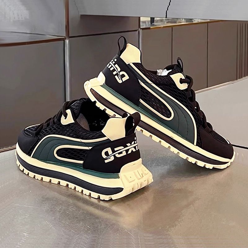 Men's Breathable Lightweight Mesh Platform Running Shoes Height Increasing Casual Dad Sneakers For Teenagers Trendy Fashion_vogvips.com
