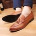 Euro Step Beijiang Wolf Korean Version Hairstylist Men's Youth Slip-On British Brogue Tassel Pointed Leather Shoes For Men_vogvips.com