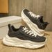 Men's Embossed Mesh Chunky Platform Sneakers Breathable Lace Up Non Slip Fashion Street Walking Casual Trainers_vogvips.com