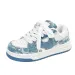 Womens Blue White Denim Patchwork Non Slip Sneakers Thick Sole Lace Up For Casual Street Style_vogvips.com