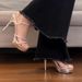 Waterproof Silver High For Women, Elegant And Comfortable, Sparkling Rhinestone Thick Sole Sandals With Thin Heels_vogvips.com