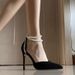 Black High-heeled Shoes For Women, 2026 New Model, Stiletto Heel, Pointed Toe, Pearl Ankle Strap, Elegant Single Shoes,_vogvips.com
