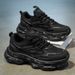 Warrior Winter Running Shock Absorption Cushion Sports Men's Casual Height Increasing Black Dad Trendy Shoes_vogvips.com
