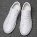 Men's Genuine Leather Casual Sneakers Thick Sole Korean Style Trendy Versatile White Shoes_vogvips.com