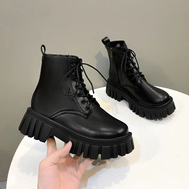Autumn Women Casual Platform Lace Up Plush Chunky Ankle Boots Outdoor High Top Sneakers Comfortable Zip Shoes 260420_vogvips.com