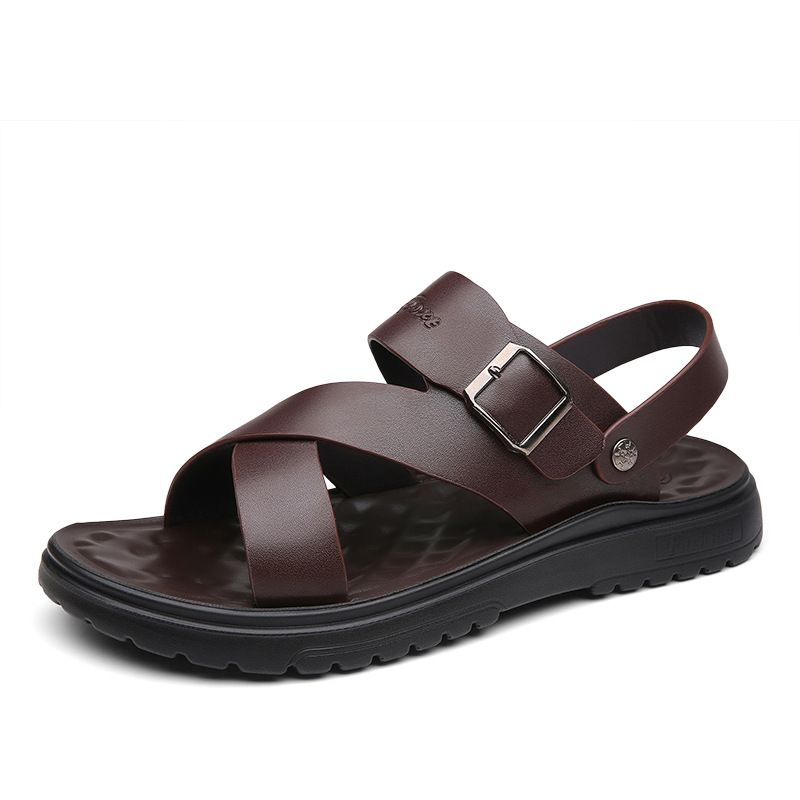 Summer New Men S Leather Sandals Soft Sole Breathable And Comfortable Multifunctional Fashion Beach Shoes Oversize_vogvips.com