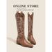 Western Cowboy For Women, Long 2025 New Summer Embroidered Chunky Heel High Boots, Riding Boots_vogvips.com