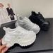 Women's Fashion Thick Sole Platform Sneakers With Rhinestones, Breathable Mesh Casual Shoes For Comfort And Style Sports Casual Shoes, Chunky Sneakers_vogvips.com
