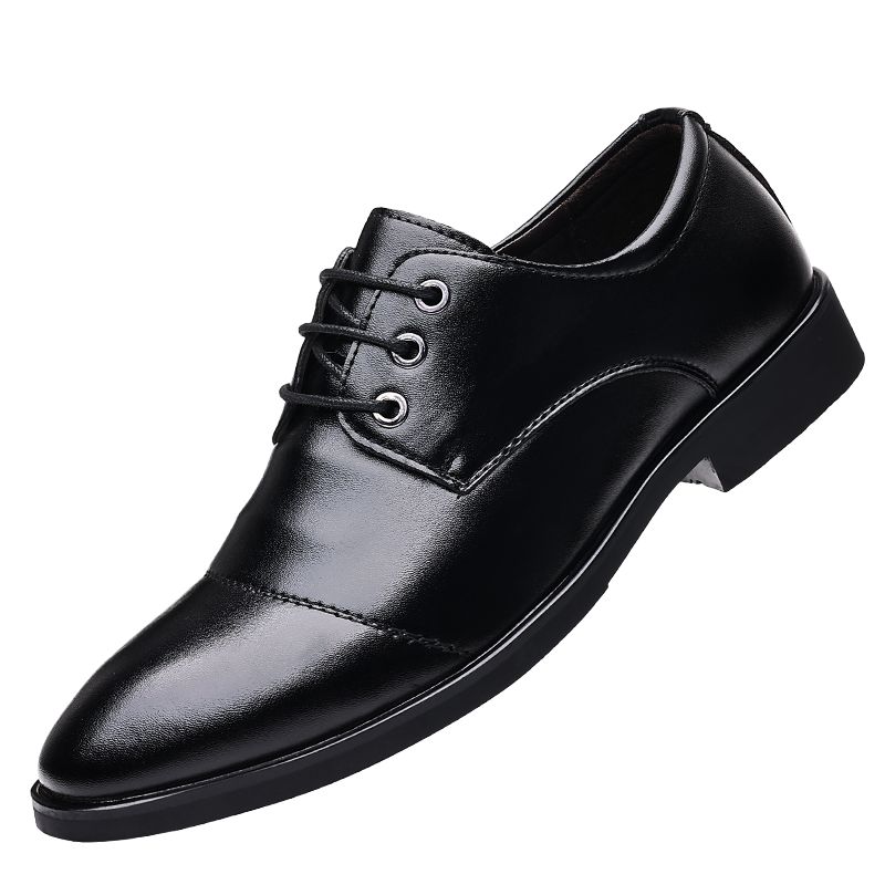 Business casual lace-up men's leather fashion Oxford shoes_vogvips.com