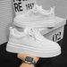Korean Trendy Veratile White For Men, Autumn New Tyle Board Tudent Port Hoe, Lightweight Lace Up Caual_vogvips.com