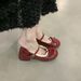 French Lace Bow Mary Jane Shoes Women's Silver Single Shoes Inner Height Increase Evening Small Leather Shoes_vogvips.com