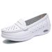 In-stock Women's Nurse Shoes With Soft Soles, Breathable, Hollowed-out Design, Air Cushion, White Hospital Work Shoes,_vogvips.com
