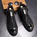 European Warm Series Fashion Short High-top Sneakers Single British Style Height-increasing Martin Boots Hairstylist Leather Sequin Men's_vogvips.com