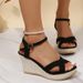 Auntie Style Cross Buckle Rope For Comfortable Summer. New Wedge Sandals With Exposed Toes_vogvips.com