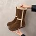 British Style Snow For Women 2025 Autumn Winter New Thick Sole Versatile Fleece Lined Thickened Short Mid-Calf Boots_vogvips.com