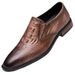 Dress Embossed Three-dimensional Crocodile Foot Casual Men's Shoes Elegant Banquet Pointed Leather Shoes_vogvips.com