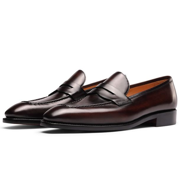 Euro Step M30502【】Penny Loafers Men's Casual British Style Slip-On Summer Genuine Leather Shoes_vogvips.com