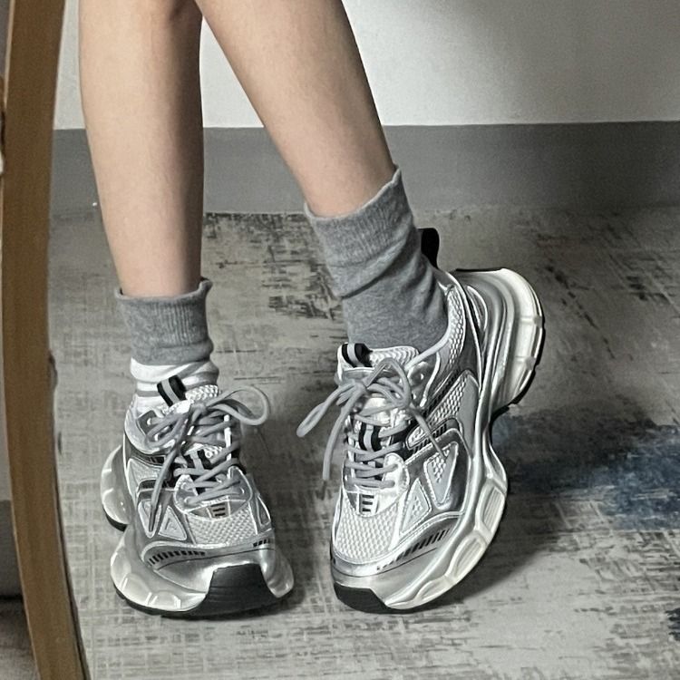 Daddy Shoes Women's Shoes New Summer Versatile Feet Small Silver Hot Style Thick Bottom Lightweight Casual Sports Shoes_vogvips.com