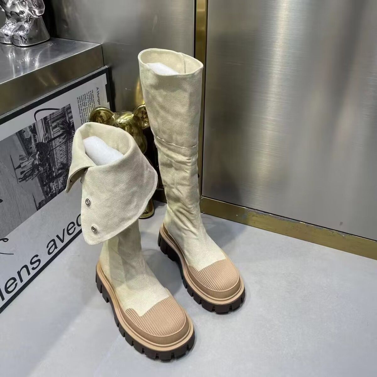 Style Martin Boots Autumn And Winter Outer Wear Round Toe Square Heel Color Matching High End Cowboy Light Luxury One Piece Delivery_vogvips.com