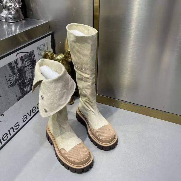 Style Martin Boots Autumn And Winter Outer Wear Round Toe Square Heel Color Matching High End Cowboy Light Luxury One Piece Delivery_vogvips.com