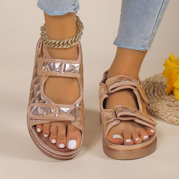 Women's Shoes Large Size Thick Soled Velcro Sandals For WomenSmall Fragrance Style Platform Bottom One Line Beach Sandals For Women_vogvips.com