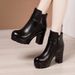 2025 New Waterproof Platform Mid-Calf For Women Winter Round Toe British Style Fleece-Lined Martin Chunky Heel Plus Size_vogvips.com