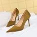 Korean Fashion Simple High Heels Shallow Mouth Pointed Tip Nightclub Sexy Slim Silk Satin Single Shoes_vogvips.com