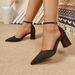 Women's Plus Size Pointed Toe Mid Heel Single Shoes Chunky Strap European American Style Professional Footwear Size 43 Autumn New Arrival_vogvips.com