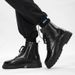 Martin Autumn High-Top Thick-Soled Motorcycle Work Black Men's Mid-Top Shoes British Style Leather Boots_vogvips.com