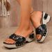 Plus Size Women's Strappy Wedge Sandals With Buckle Detail – Chunky Heel Open-Toe Summer Beach Shoes In Black, White, Green & Brown_vogvips.com