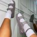 Plum-size Velcro platform sandals women's solid color sports style flat beach sandals_vogvips.com