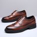 Euro Step Autumn Brogue Trendy Korean Version British Style Leather Men's Casual Business Formal Breathable Black Wedding Shoes_vogvips.com