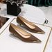 Women's Shoes Are Thin, Thin Heel, Medium Heel, Light Mouth, Metal Pointed Head, Iron Head, Snake Pattern Single Shoes._vogvips.com