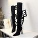Plus Sock Simple Thick High Heel Pointed Toe Sexy Nightclub Slimming Knitted Over-the-Knee Long Boots Size 42_vogvips.com