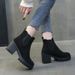 2025 Autumn Winter Single Martin Thick Sole British Style Round Toe Short High Heel Women's Boots_vogvips.com