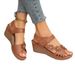Plus Size Wedge Sandals Women's Summer European And American New Style Hollow Flower Thick Sole One-strap Sandals Beach Women's Sandals_vogvips.com