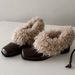 Retro Mary Jane Shoes - Slip-On Faux Fur Lined Leather Loafers With Chunky Heel, Warm Winter & Spring Casual Flats For Women_vogvips.com