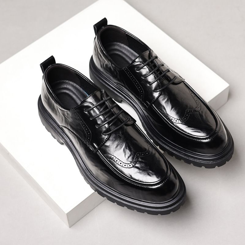 Men's Casual Brogue Wedding Shoes Soft Bottom Business Formal Leather Oxfords Comfortable Rubber Sole Adult Footwear_vogvips.com