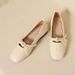 Fairy-style Wanwan Shallow For Women, 2026 Spring-summer New Model, Beaded Square-toed Soft Leather Soft-soled French_vogvips.com