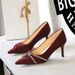 High Heels Thin Heel Shallow Mouth Pointed Rhinestone Bow High Heel Single Shoes Women's Shoes_vogvips.com