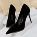 825-3 Korean Style Fashion Simple Stiletto Suede Shallow Pointed Toe High Heels Women's Sexy Slimming Single Shoes_vogvips.com