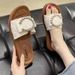 Women's C Strap Slippers Summer Wear Non-Slip Wear-Resistant Soft Sole Fashionable Versatile One Strap Shoes_vogvips.com