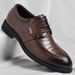 Men's Hand-grain Leather Dress Shoes Breathable Comfortable Business Formal Footwear Large Size Office Work Shoes_vogvips.com