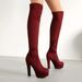Slimming Over-the-Knee Boots Wom, High Heel Round Toe, Chunky Heel, Leg-Slimming Elastic Long Boots, Plus Size For_vogvips.com