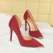 Ethnic Pointed Head Shallow Mouth Hollow High Heels Women's Thin Heel Iron Head Metal Decorative Satin Single Shoes_vogvips.com