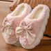 Butterfly Knot Cotton Slippers For Women, Autumn And Winter Thick Sole Indoor Comfortable Lightweight Plush Warm_vogvips.com